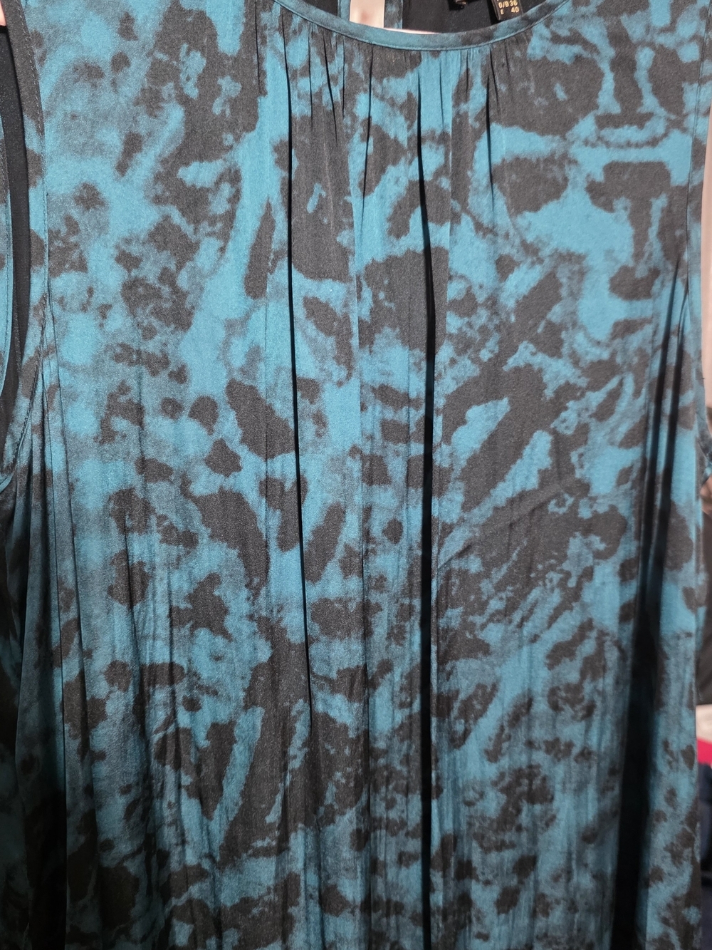 123 Paris Silk Sleeveless Teal and Black Maxi Dress Medium - Picture 3 of 9